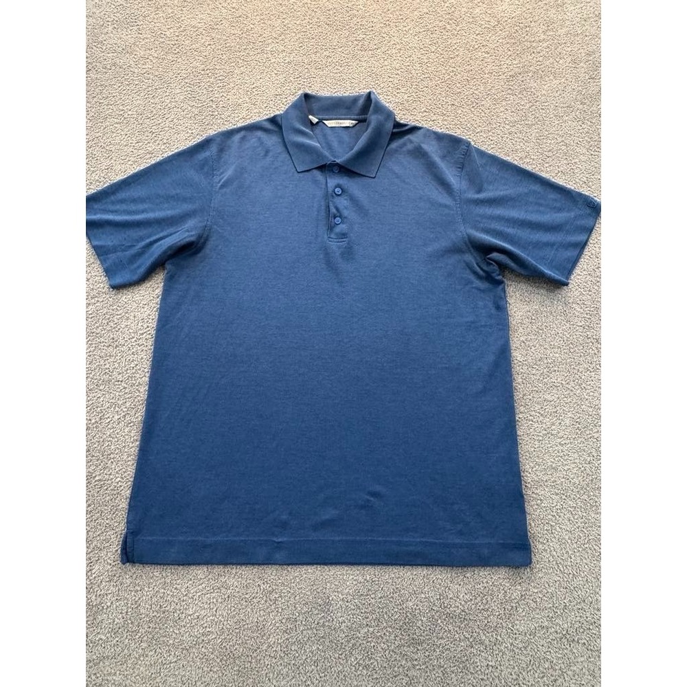 Cutter & Buck Men's Blue Polo Shirt Size Large L/G Pima Cotton Blend Golf Casual